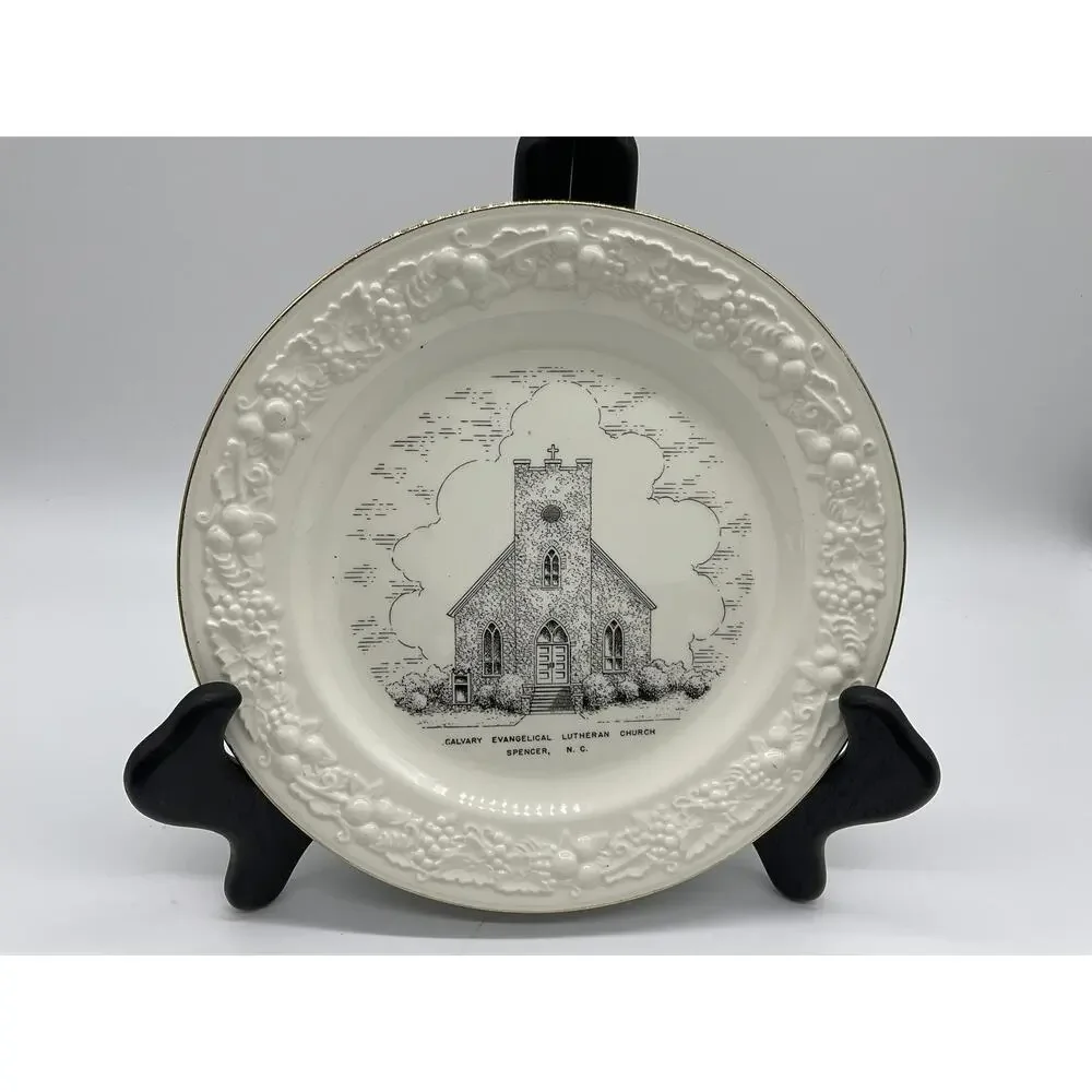 Vintage Calvary Evangelical Lutheran Church Spencer NC Plate 10.5